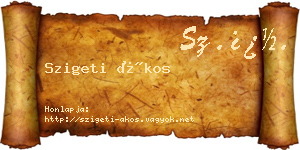 Szigeti Ákos névjegykártya
